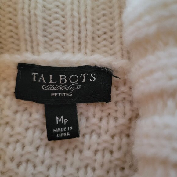 Talbots Chunky Knit Cowl Neck ¾ Length Sleeve Sweater, Women’s Petite M, Cream - Picture 8 of 11